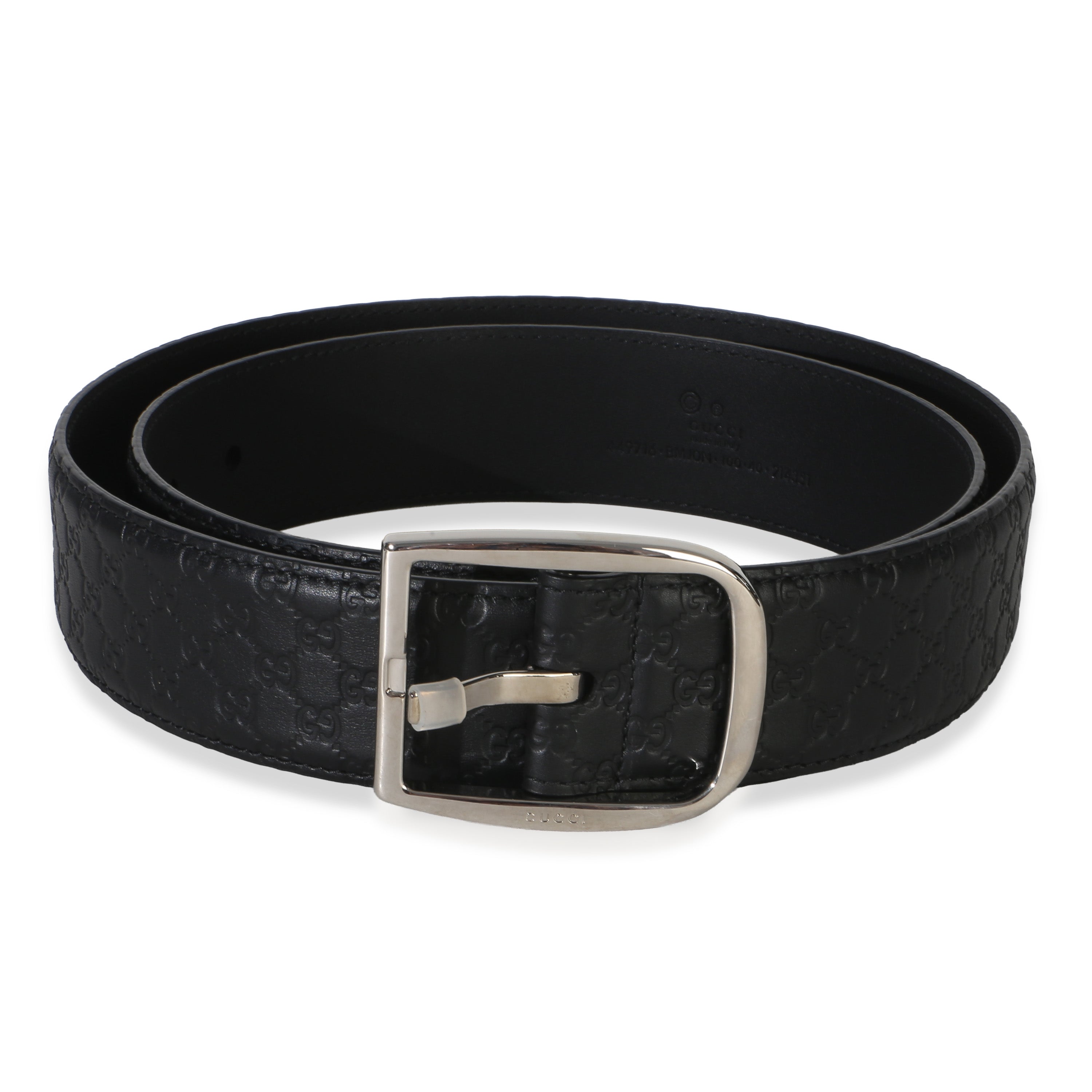 Gucci Black Calfskin Microguccissima Belt 100/40