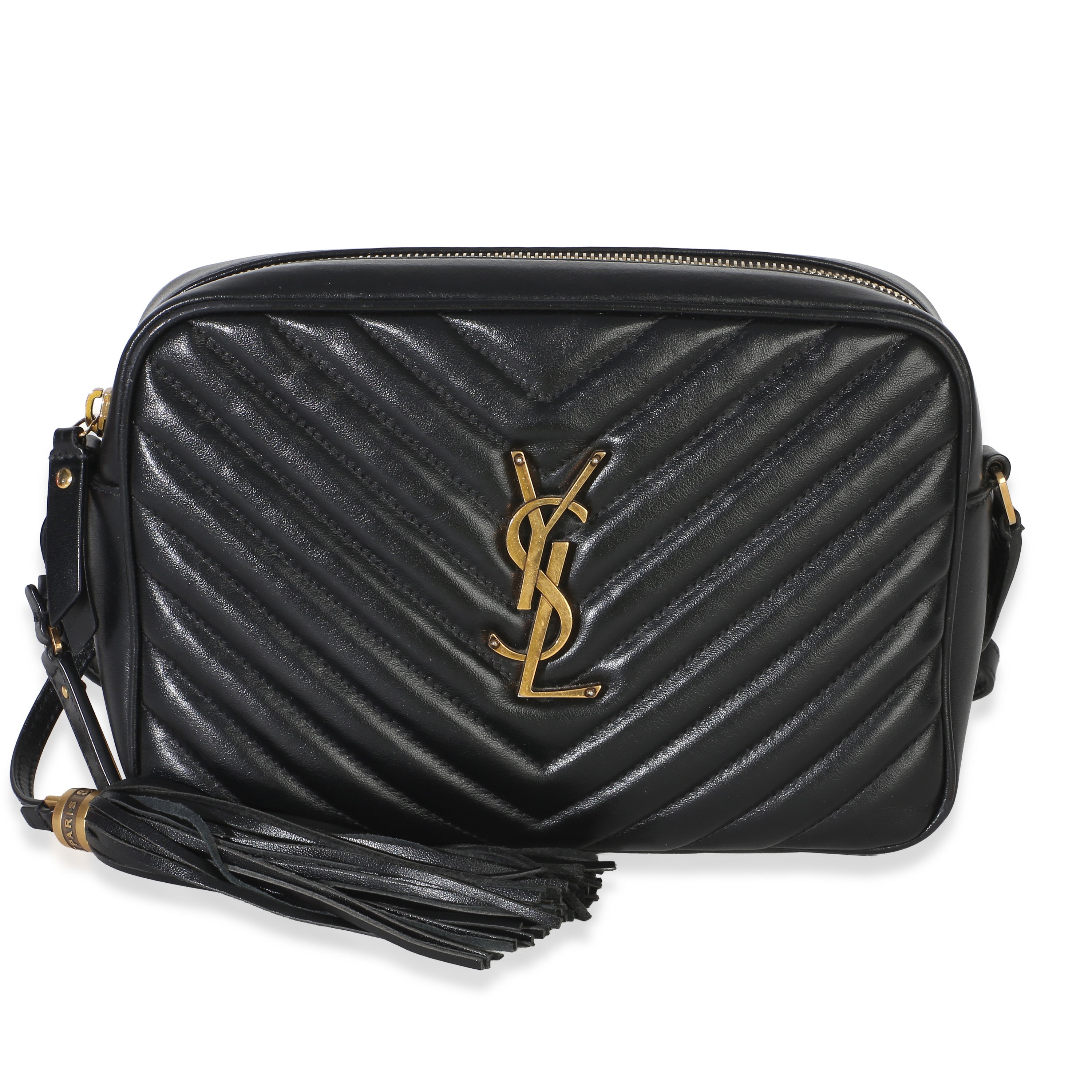 Saint Laurent Black Matelasse Calfskin Monogram Lou Camera Bag