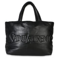 Saint Laurent Black Lambskin Logo Wide Puffer Tote