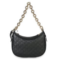Gucci Black Embossed Calfskin GG Arabella Half Moon Shoulder Bag