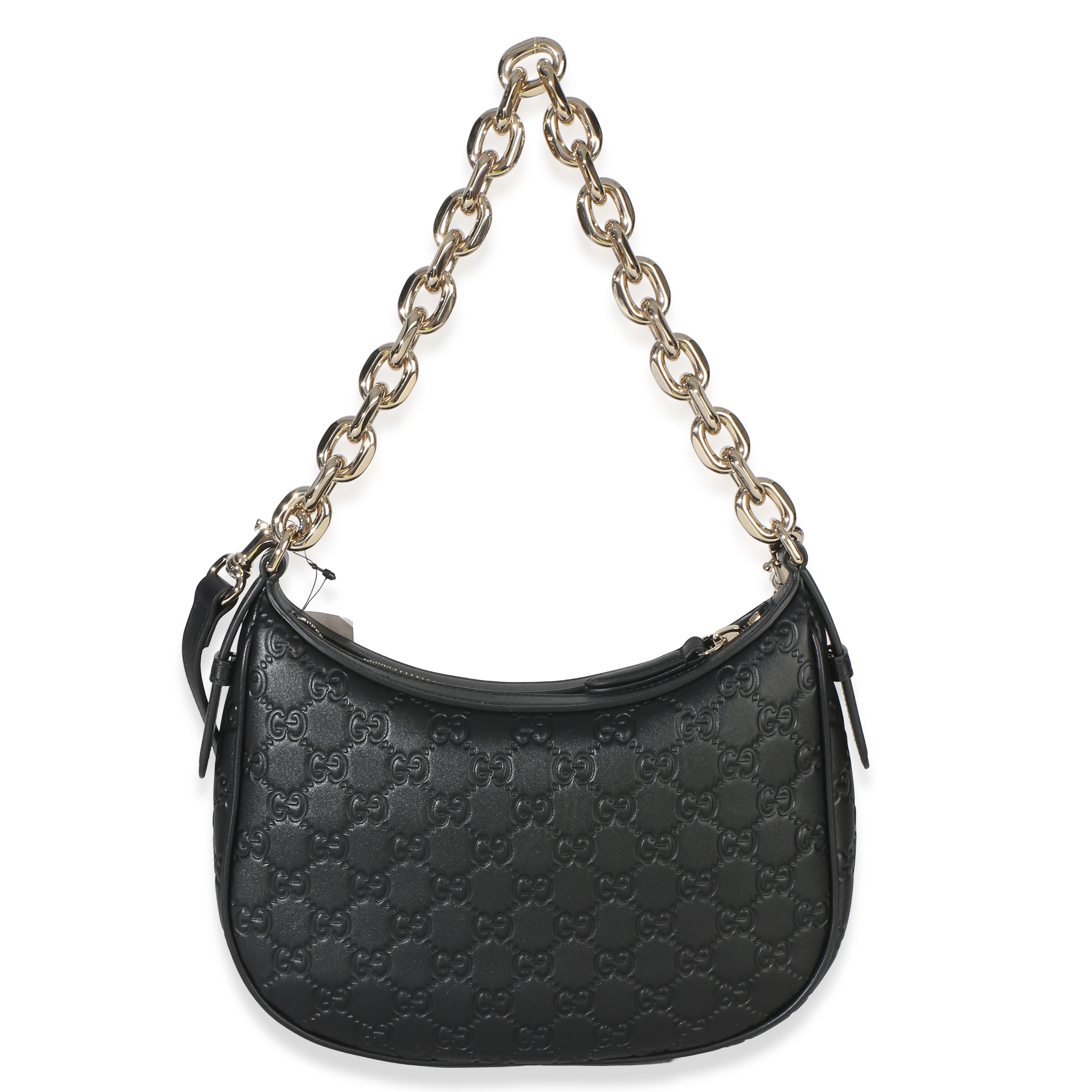 Gucci Black Embossed Calfskin GG Arabella Half Moon Shoulder Bag