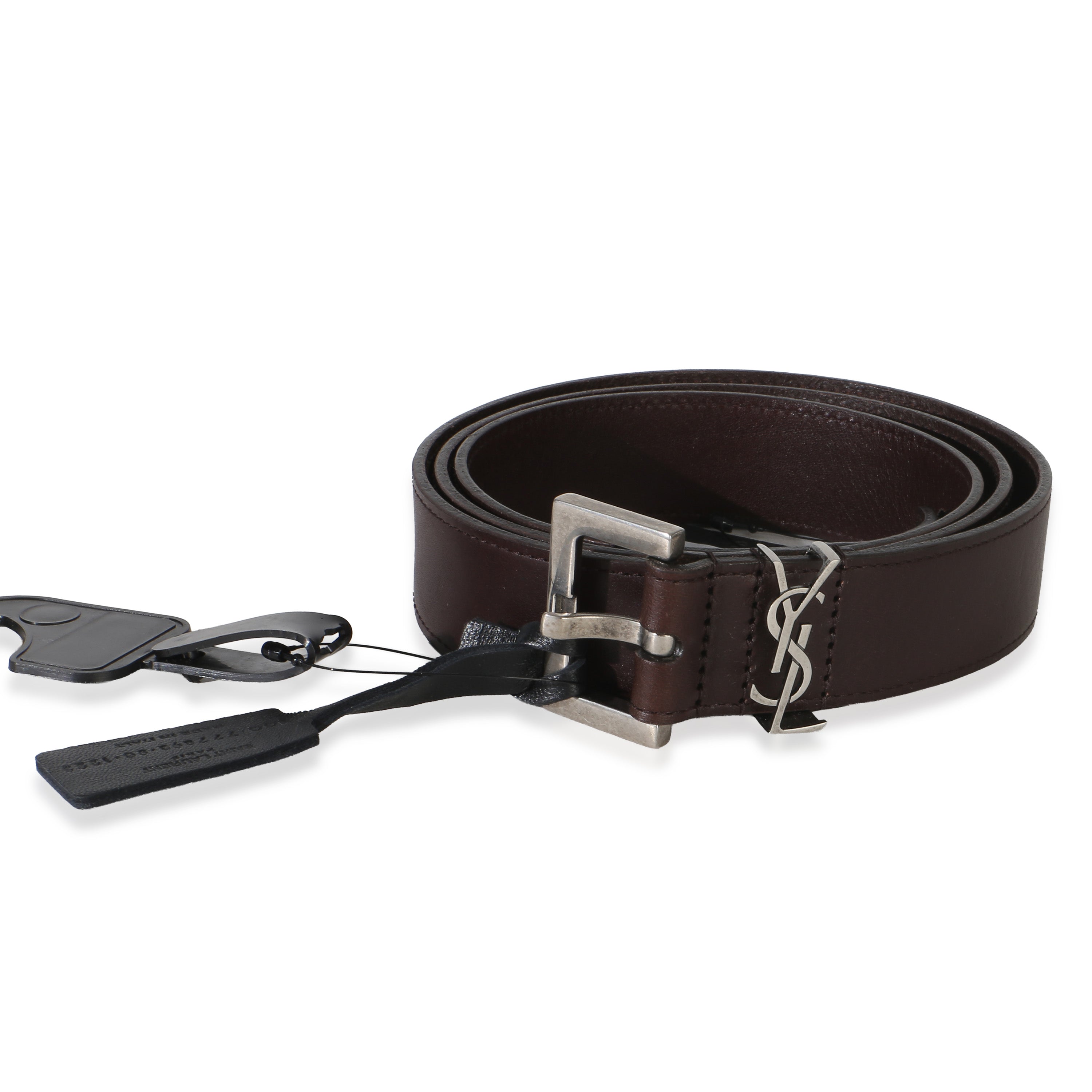 Saint Laurent Brown Lambskin Cassandre 38mm Belt 80/32