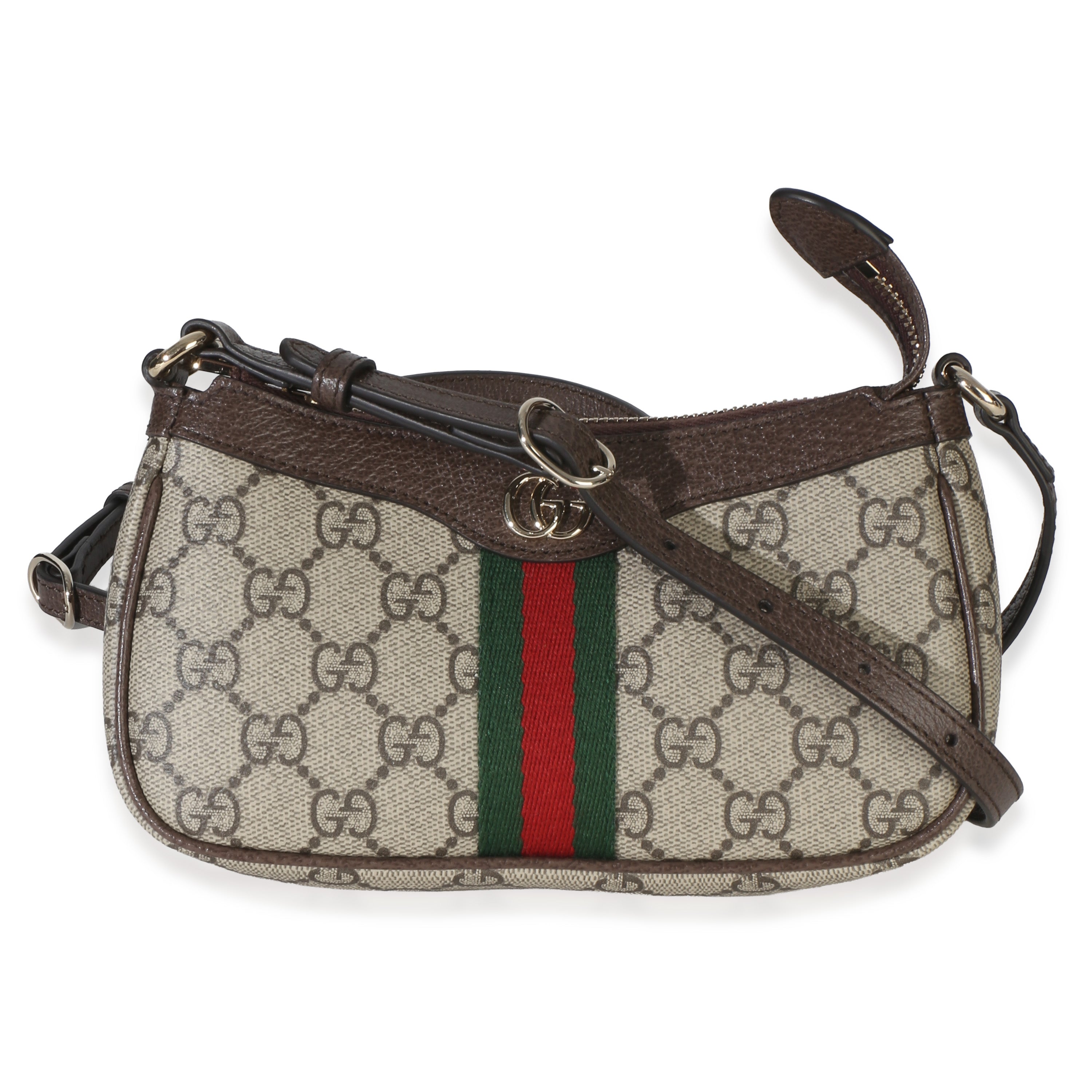 Gucci Beige Ebony GG Supreme Monogram Canvas Mini Ophidia Shoulder Bag