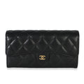 Chanel Black Quilted Caviar Large Gusset Flap Wallet