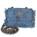 Chanel Blue Quilted Denim Denim Mood Clutch With Chain