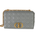 Christian Dior Grey Supple Calfskin Cannage Medium Caro Chain Bag