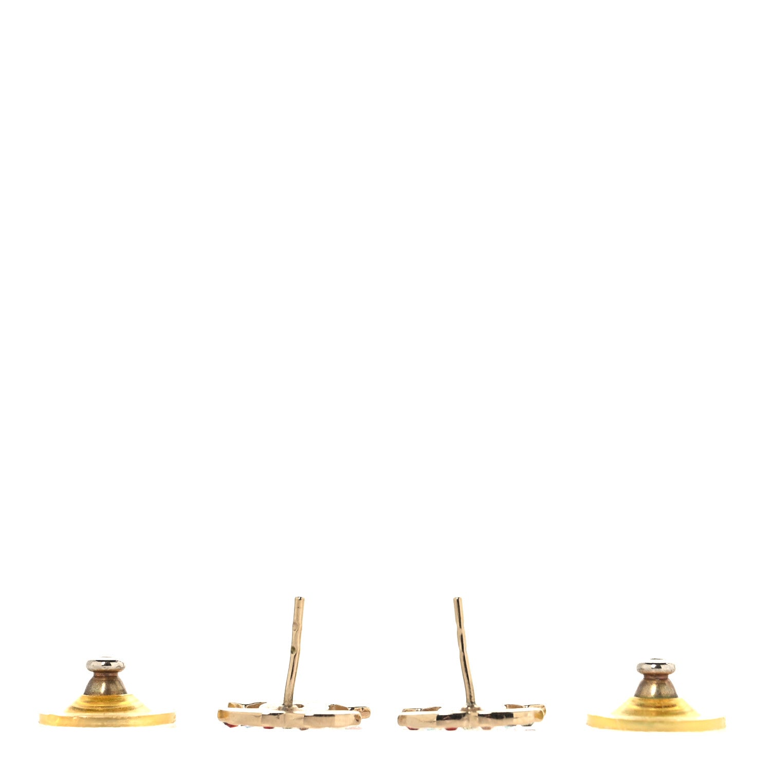 Chanel Metal Crystal CC Earrings Gold Multicolor