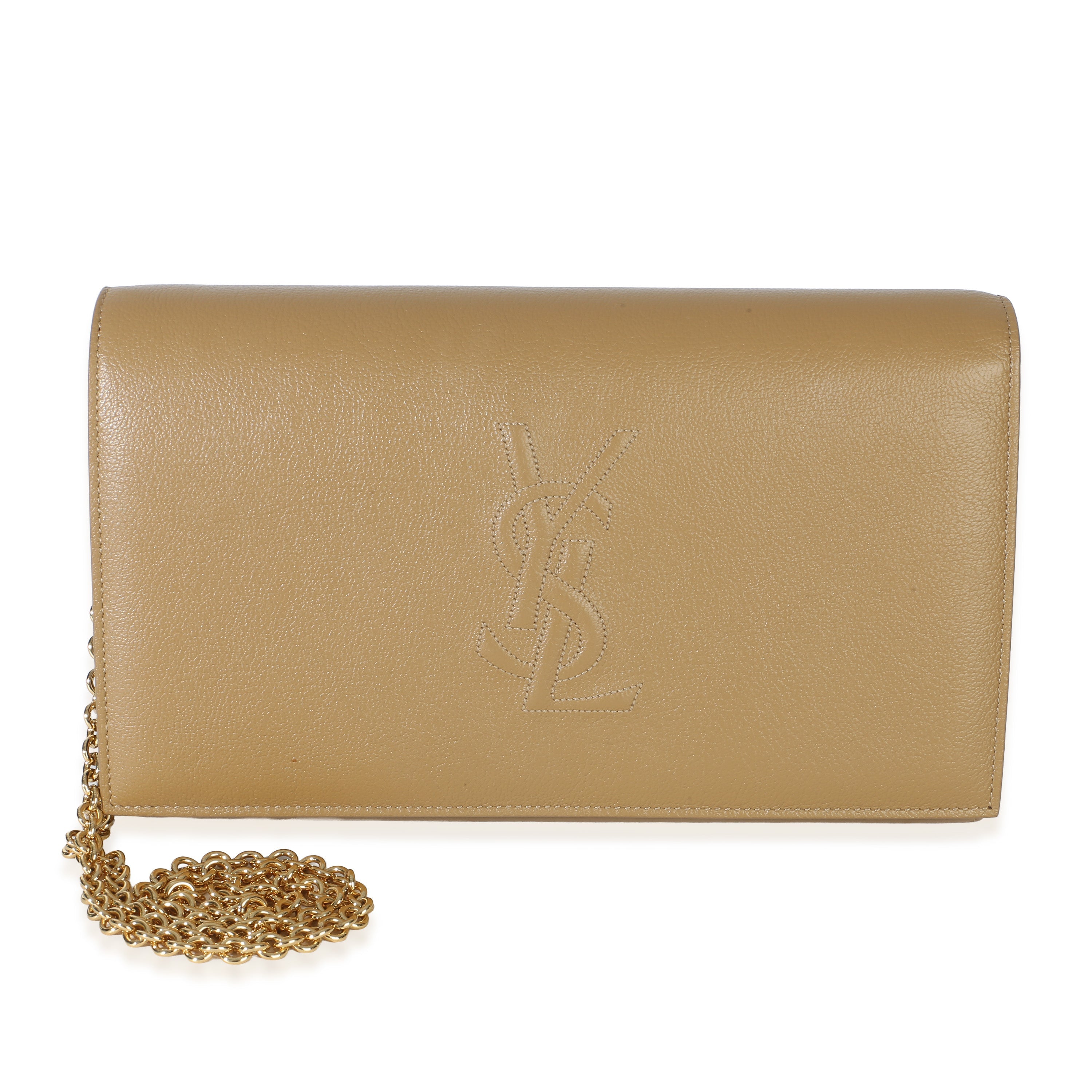 Saint Laurent Beige Calfskin Belle De Jour Chain Wallet