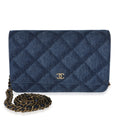 Chanel Blue Quilted Denim Classic Wallet On Chain
