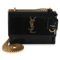 Saint Laurent Black Patent Monogram Small Sunset Bag
