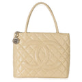 Chanel Beige Quilted Caviar Medallion Tote