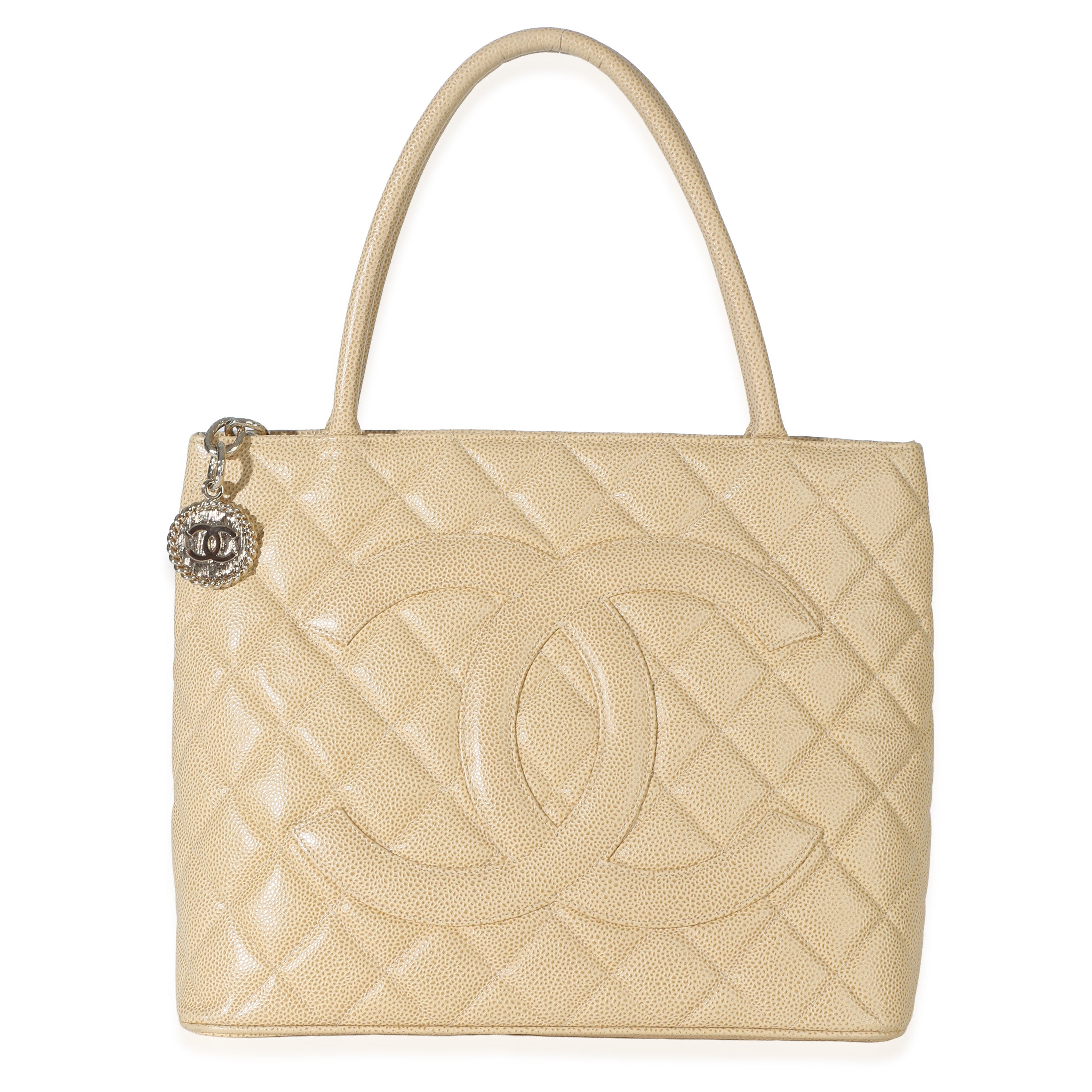 Chanel Beige Quilted Caviar Medallion Tote