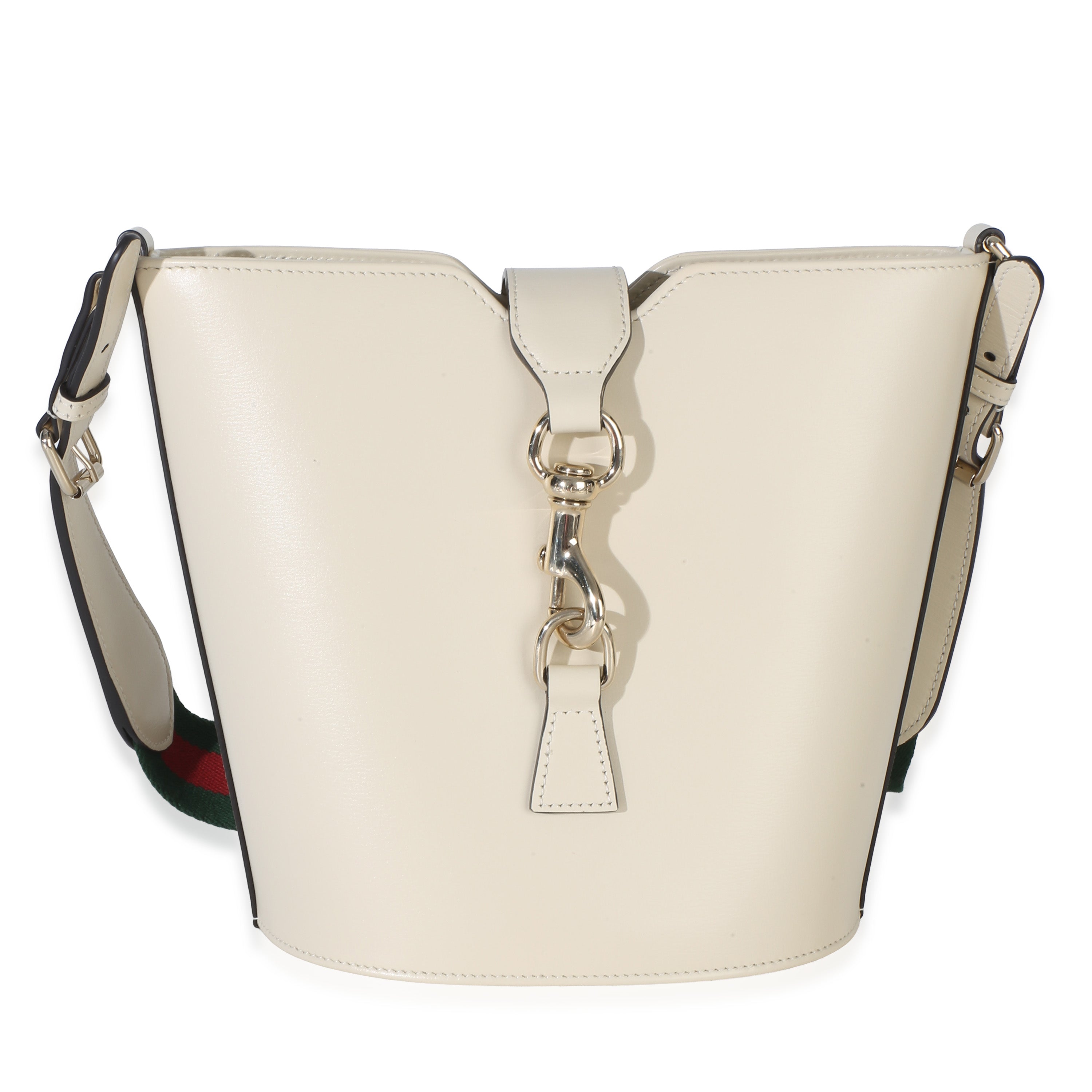 Gucci White Tritone Calfskin Ophidia Web Mini Bucket Bag