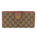 Gucci Pink GG Supreme Canvas Heart Continental Wallet