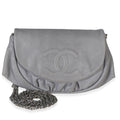 Chanel Grey Lambskin Half Moon Wallet On Chain