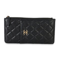 Chanel Black Quilted Lambskin Classic Flat Pouch