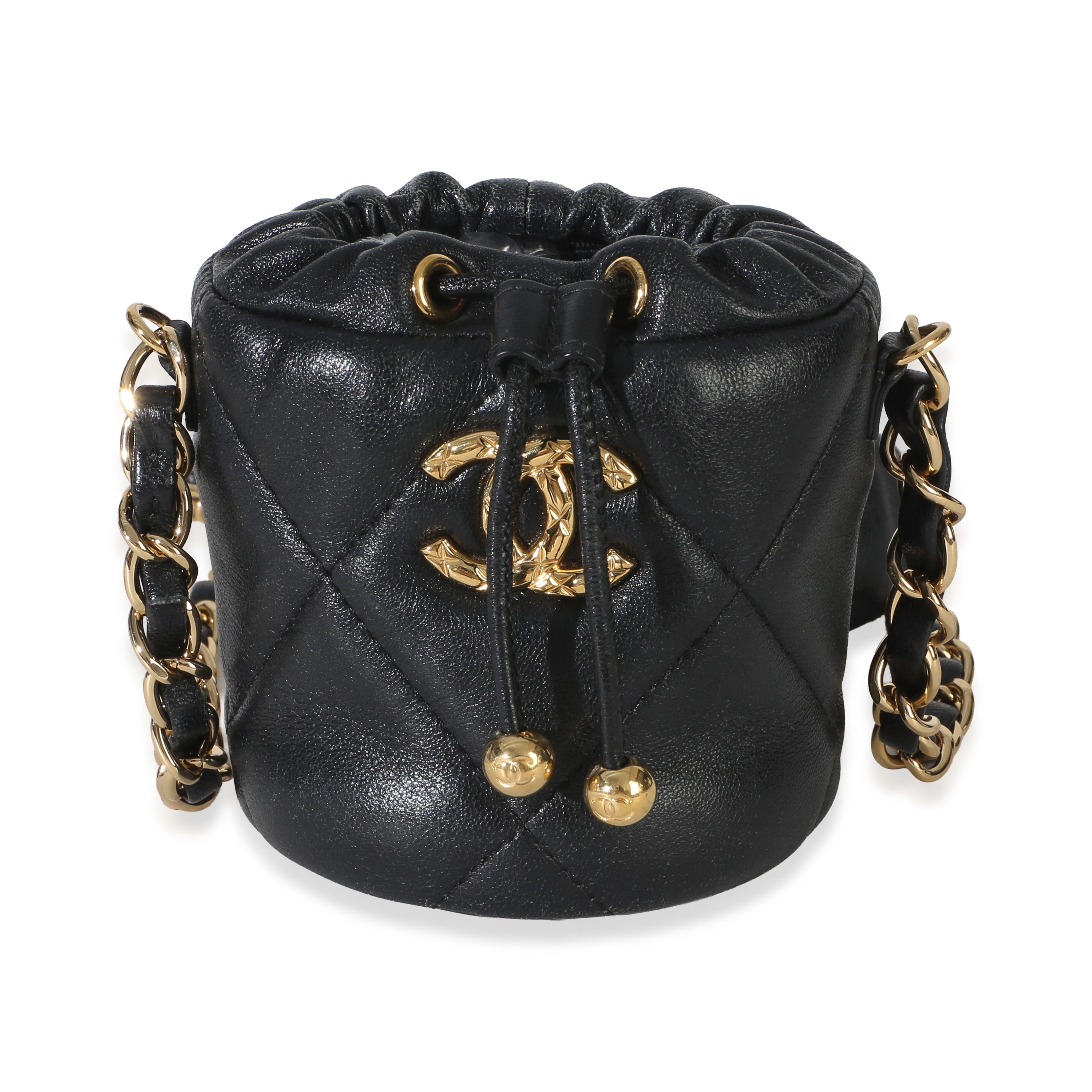 Chanel Black Quilted Lambskin Micro Bucket Bag