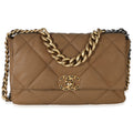 Chanel Brown Quilted Canvas Large Chanel 19 Flap Bag