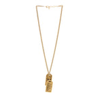 Chanel ID Dog Tag Charm Necklace Gold