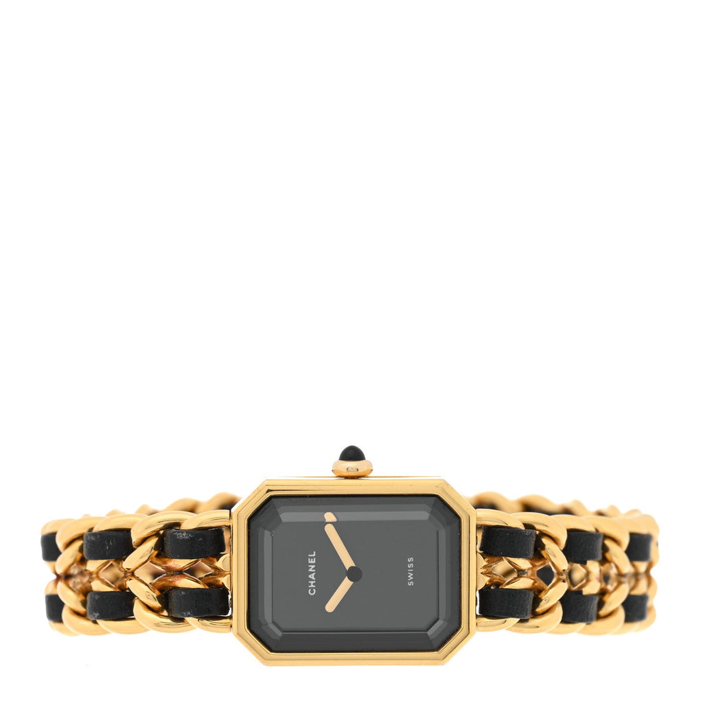 Chanel Stainless Steel Lambskin 20mm Chain Premiere Quartz Watch Gold XL