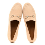 Gucci Suede Horsebit Womens Jordaan Loafers 39 Pink Sand