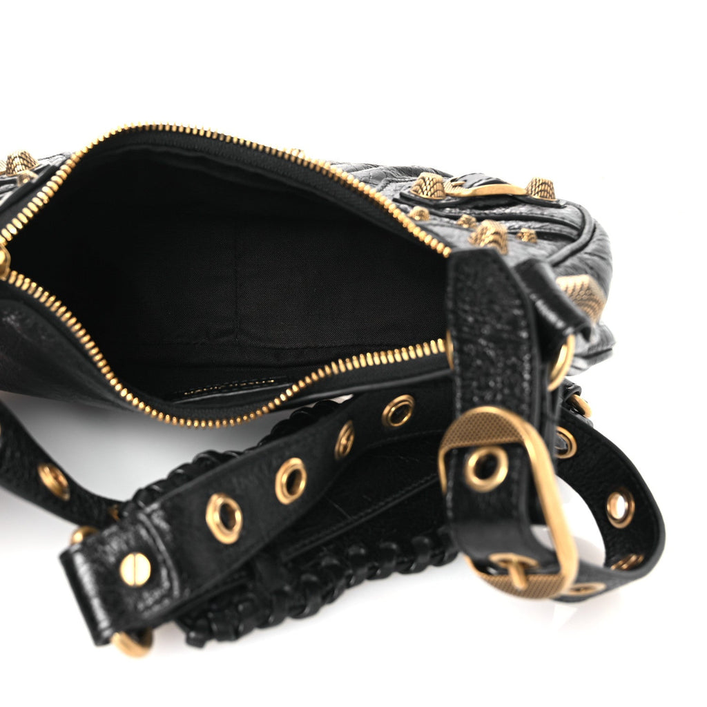 Balenciaga Agneau Arena Le Cagole Shoulder Bag XS Black