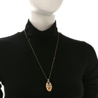 Chanel Crystal CC Oval Tag Pendant Necklace Gold