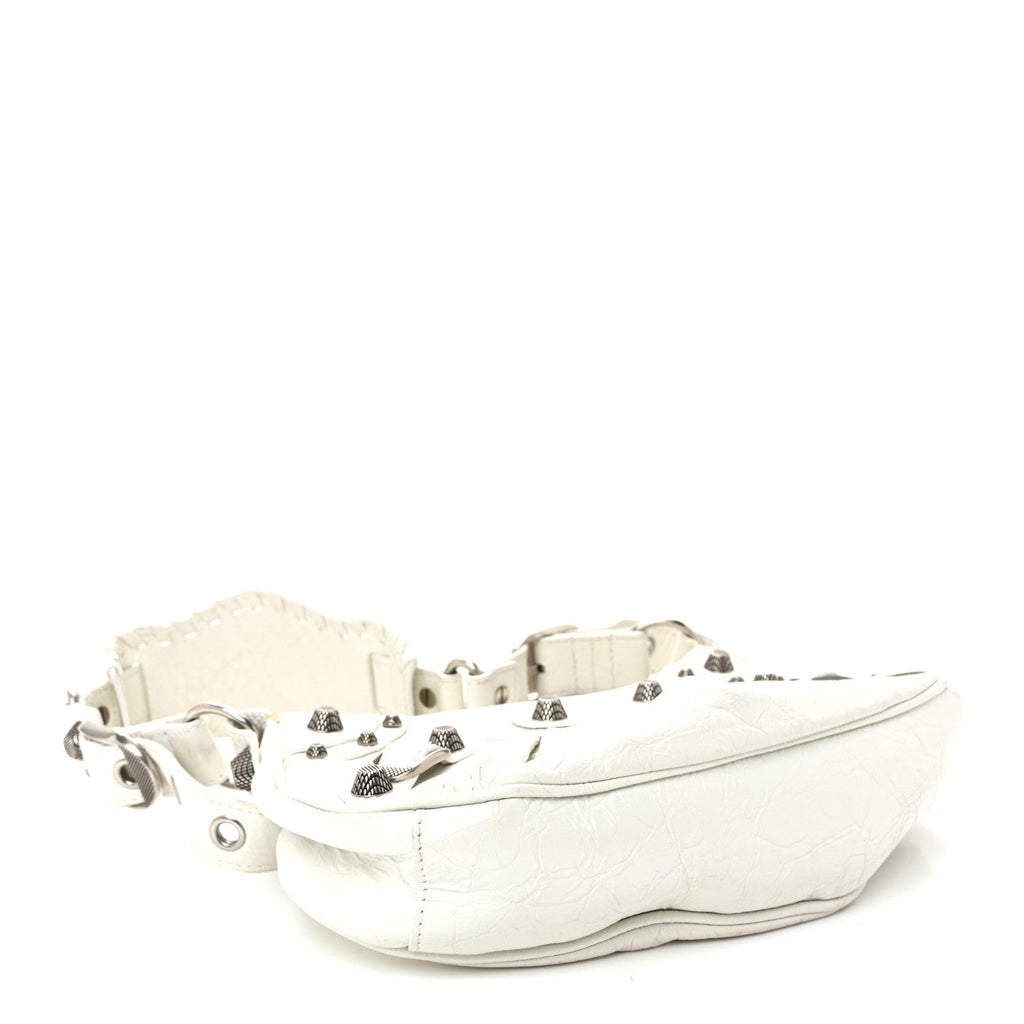 Balenciaga Agneau Arena Le Cagole Shoulder Bag XS Optic White