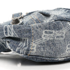 Balenciaga Bleached Denim BB Monogram Le Cagole Shoulder Bag XS Blue