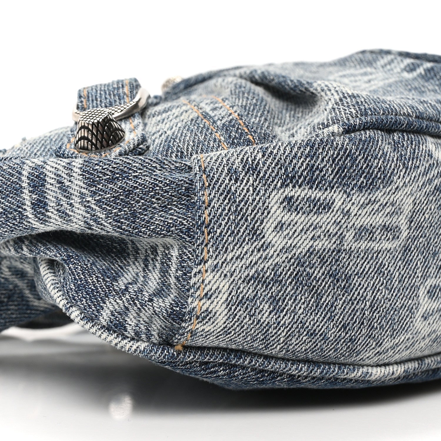 Balenciaga Bleached Denim BB Monogram Le Cagole Shoulder Bag XS Blue