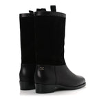 Chanel Suede Calfskin CC Short Boots 37 Black