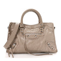Balenciaga Agneau Arena Storico Silver Hardware Small Le City Beige