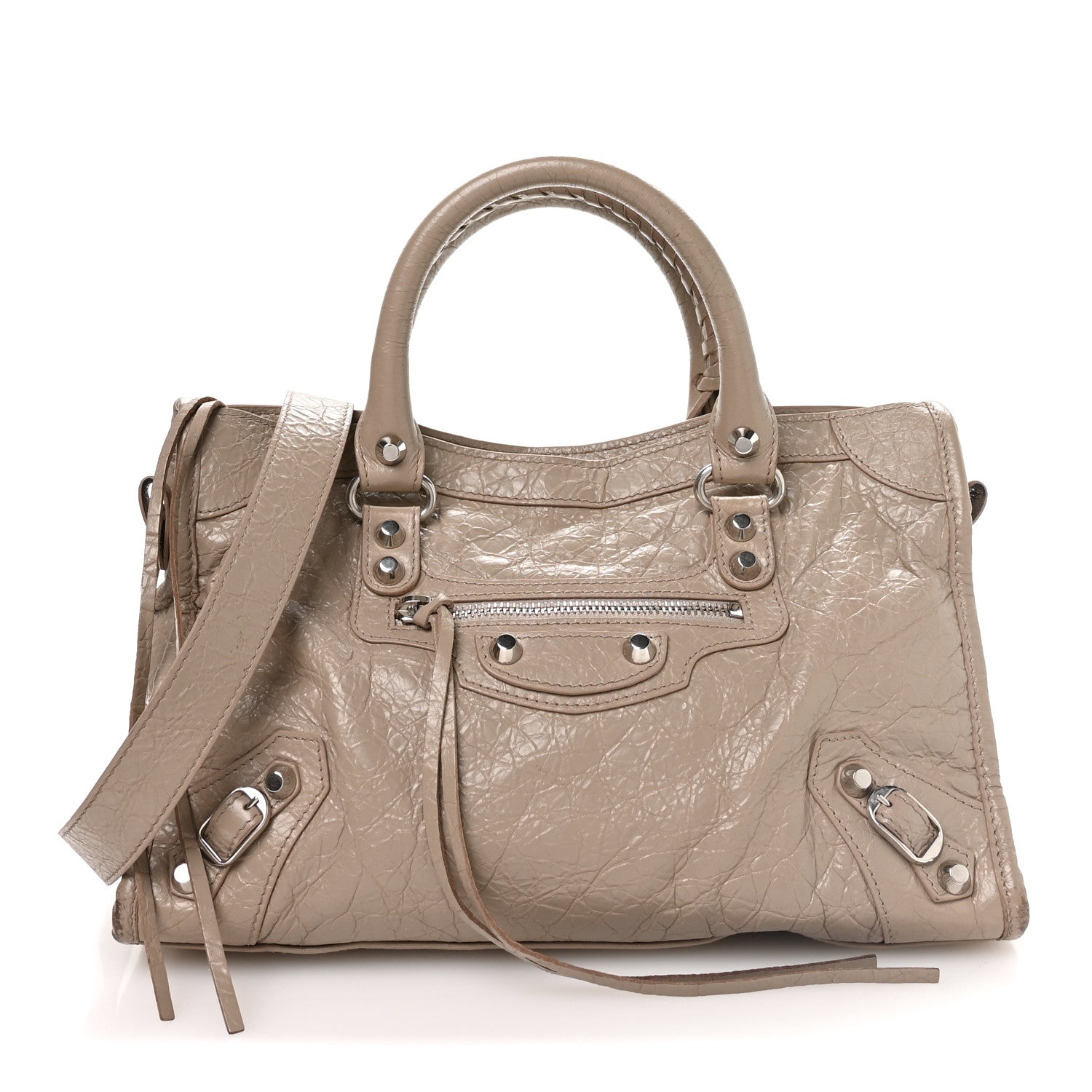 Balenciaga Agneau Arena Storico Silver Hardware Small Le City Beige