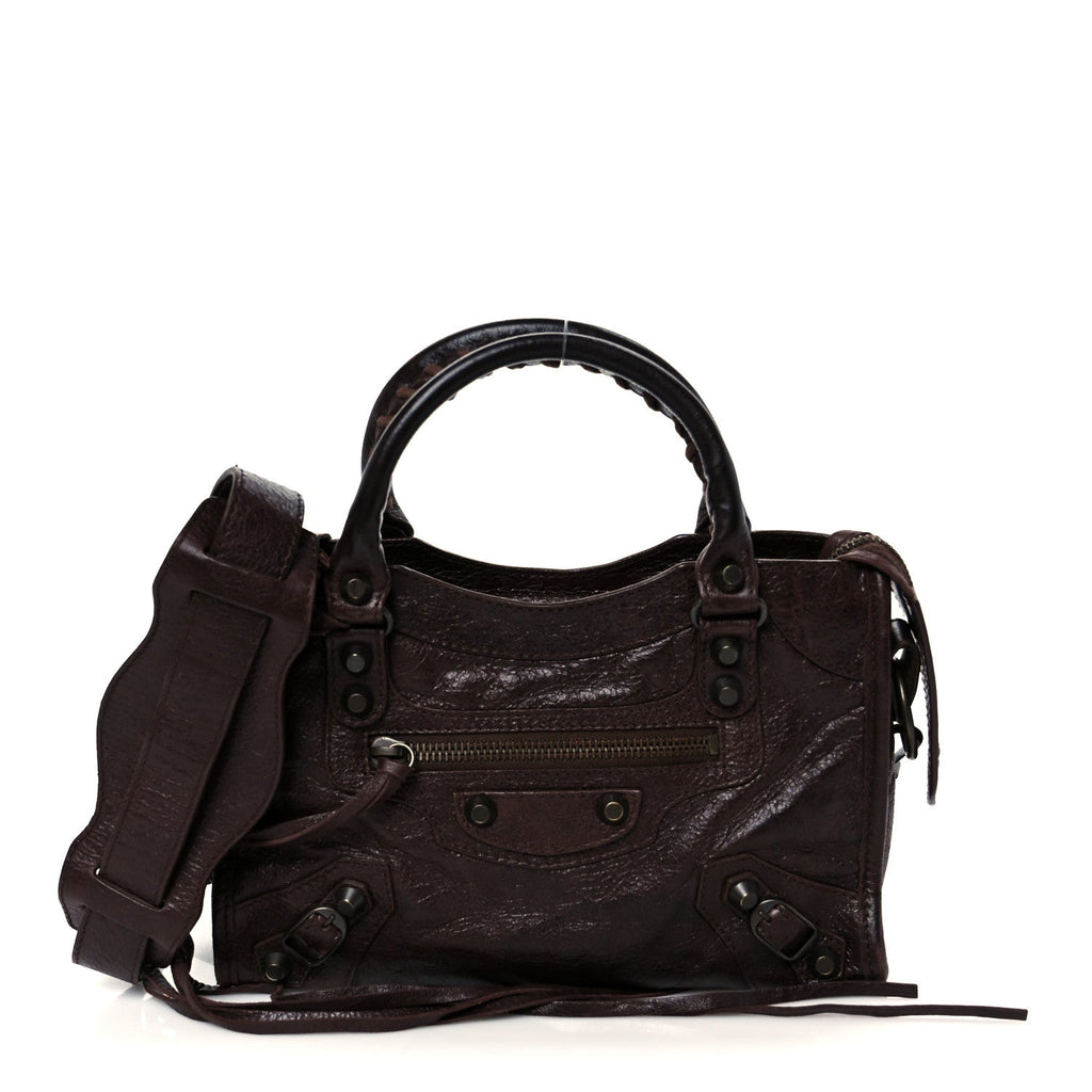 Balenciaga Agneau Classic Hardware Mini City Cigare Fonce