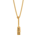 Chanel Metal ID Dog Tag Charm Necklace Gold