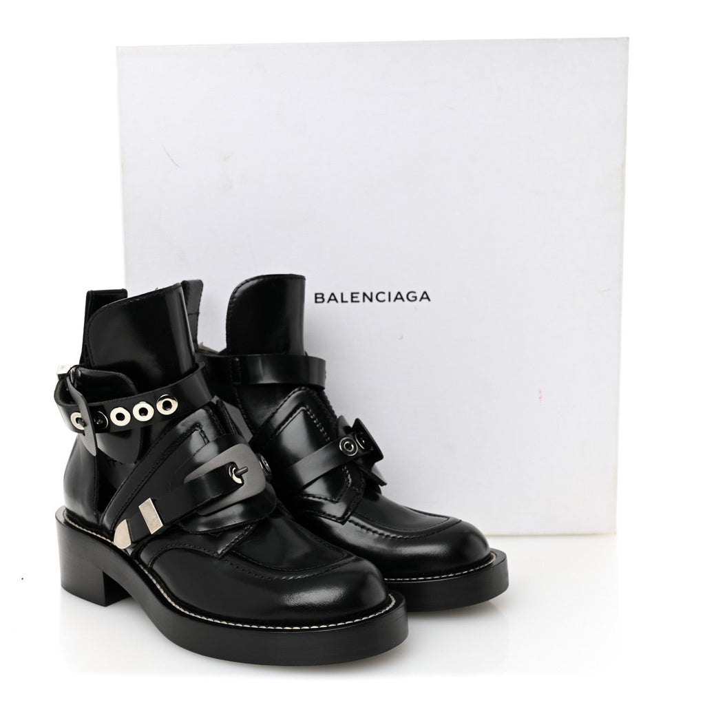 Balenciaga Brushed Calfskin Ceinture Ankle Boots 36.5 Black