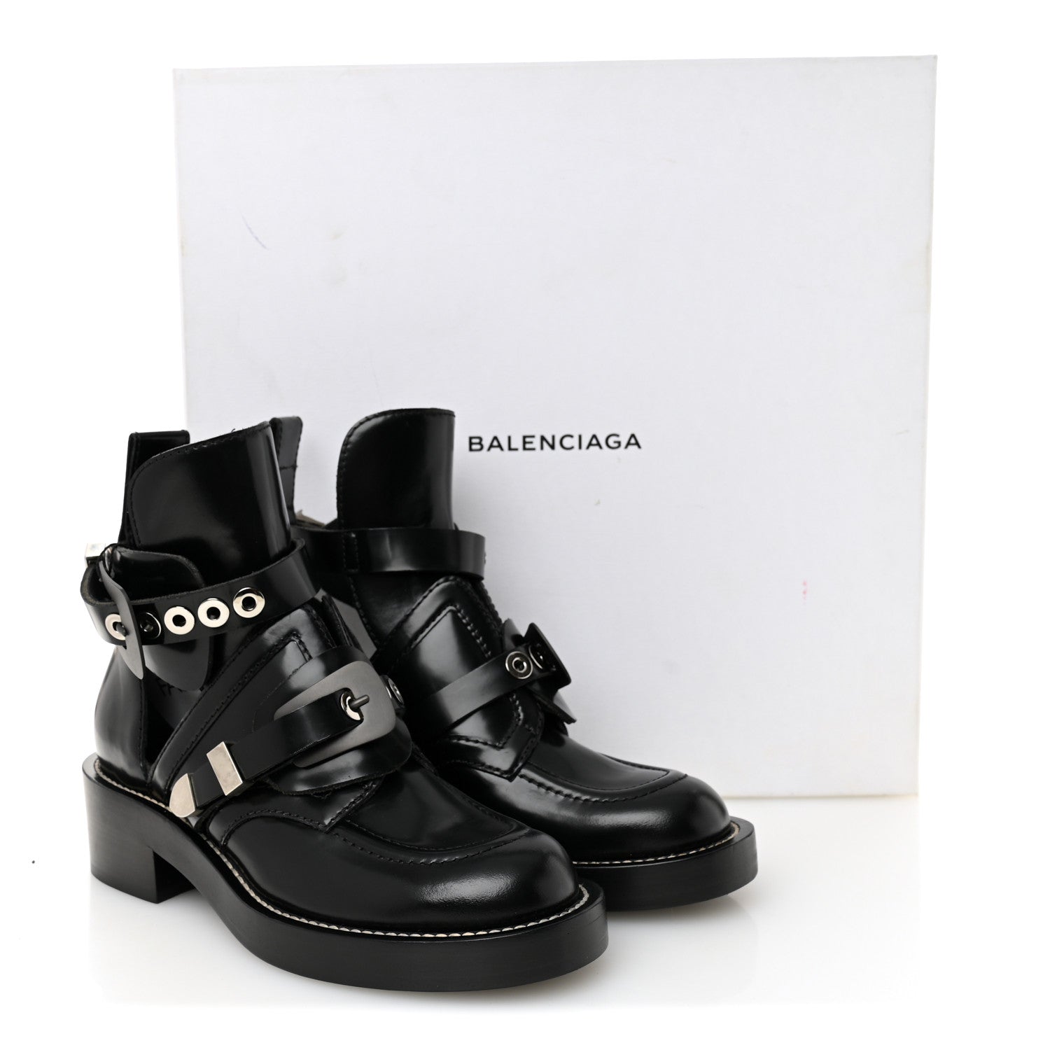 Balenciaga Brushed Calfskin Ceinture Ankle Boots 36.5 Black