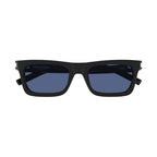 Saint Laurent Sunglasses Rectangle Full Rim, Shiny Black Frame and Solid Blue Lens SL461BETTY009