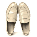 Chanel Shiny Calfskin Logo Loafers 38.5 Beige