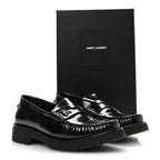 Saint Laurent Glazed Calfskin Le Loafer 15 Penny Slippers 39 Black