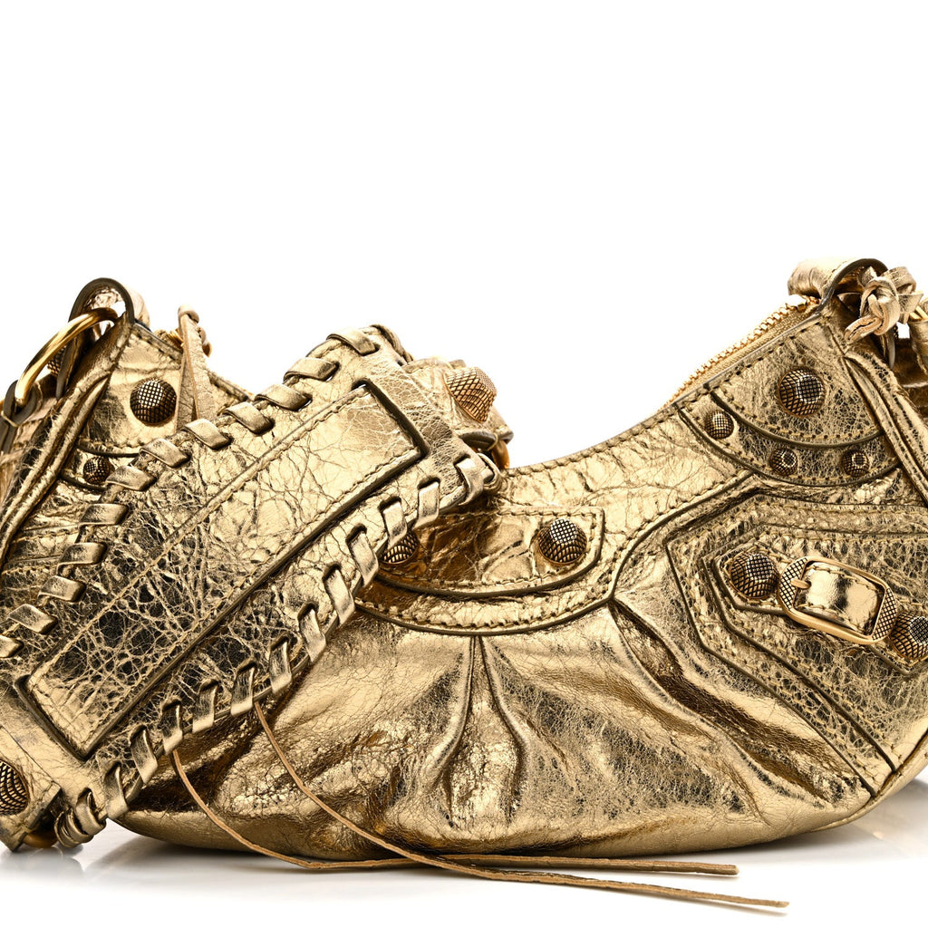 Balenciaga Metallic Agneau Arena Le Cagole Shoulder Bag XS Gold