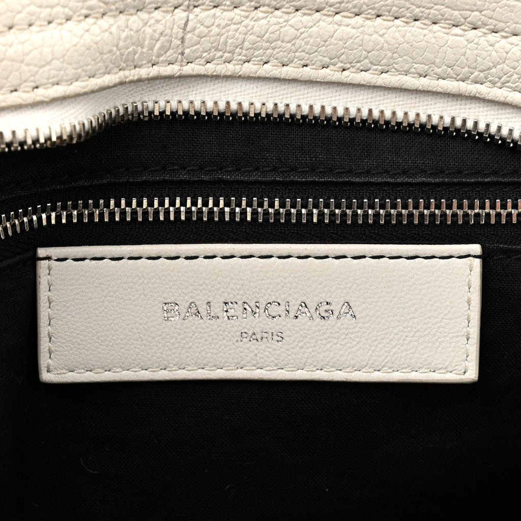 Balenciaga Chevre Silver Metallic Edge Hardware City White