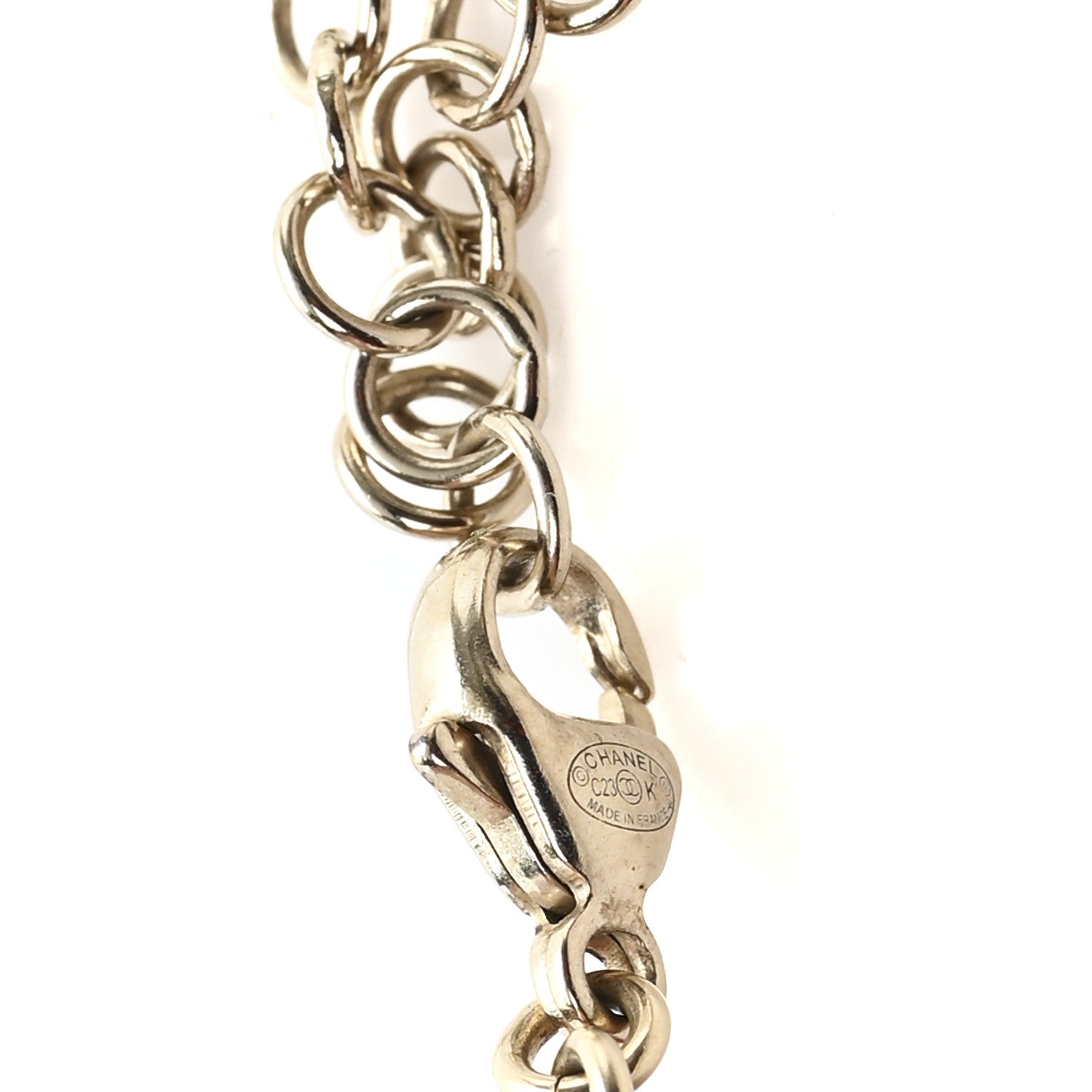 Chanel Crystal CC Flower Drop Necklace White