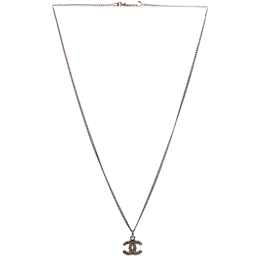 Chanel CC Rhinestone Small Pendant Necklace