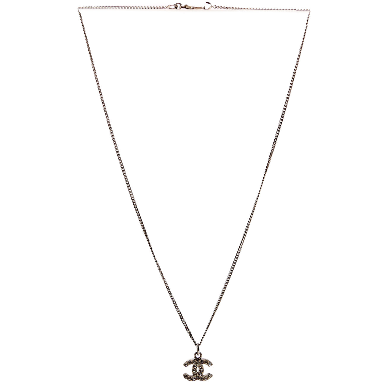 Chanel CC Rhinestone Small Pendant Necklace