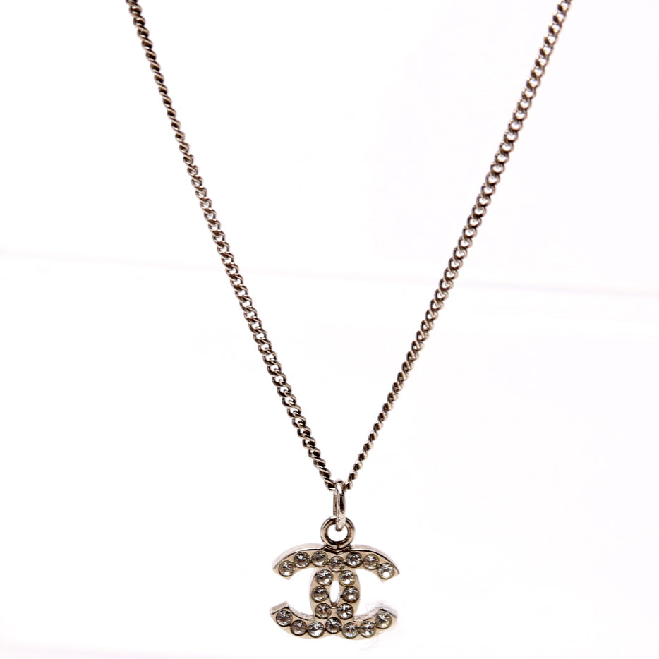 Chanel CC Rhinestone Small Pendant Necklace