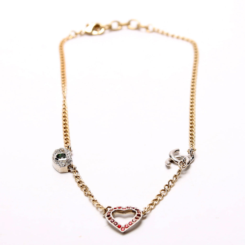 Chanel Crystal Eye Heart CC Necklace