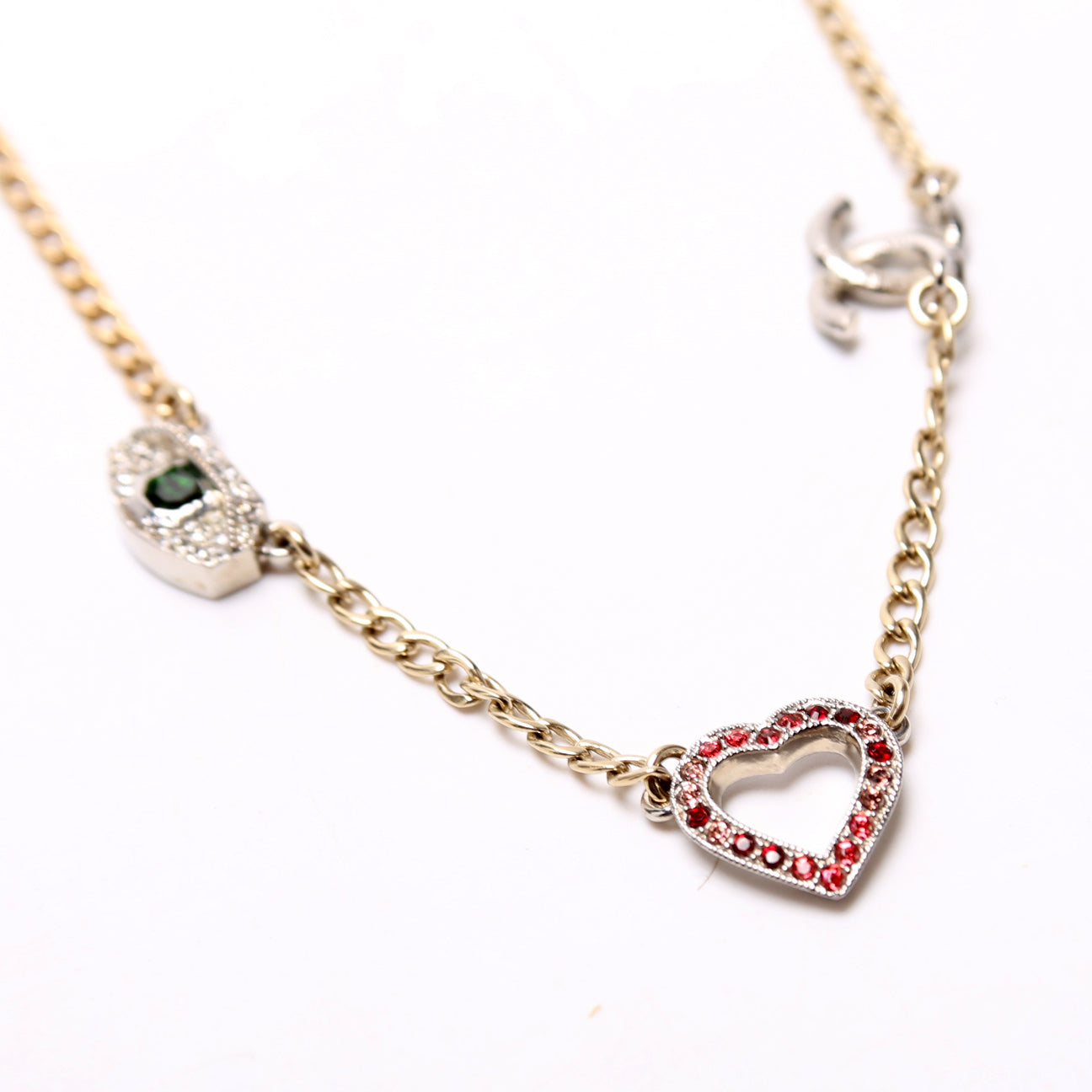 Chanel Crystal Eye Heart CC Necklace