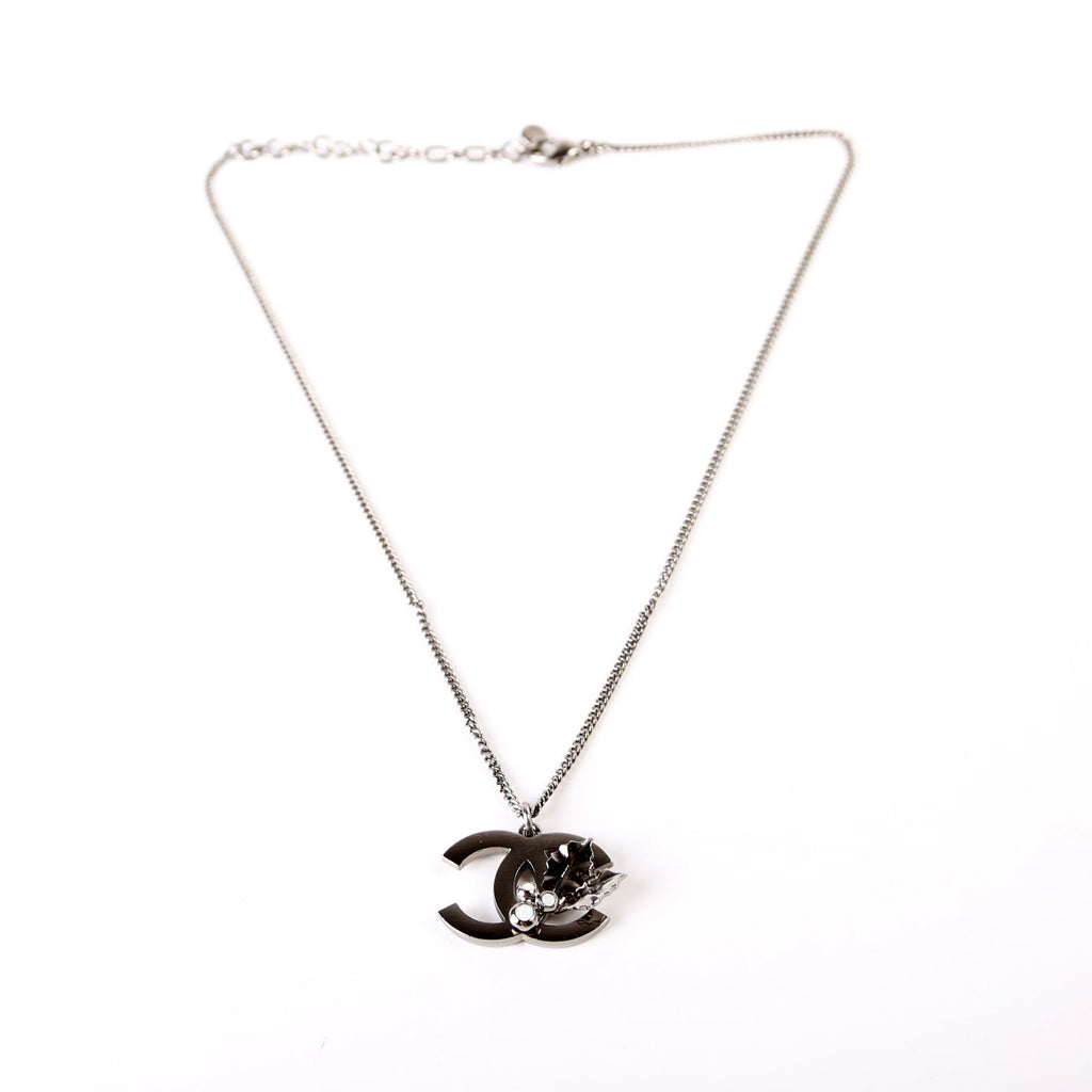 Chanel CC Holly Ruthenium Pendant Necklace