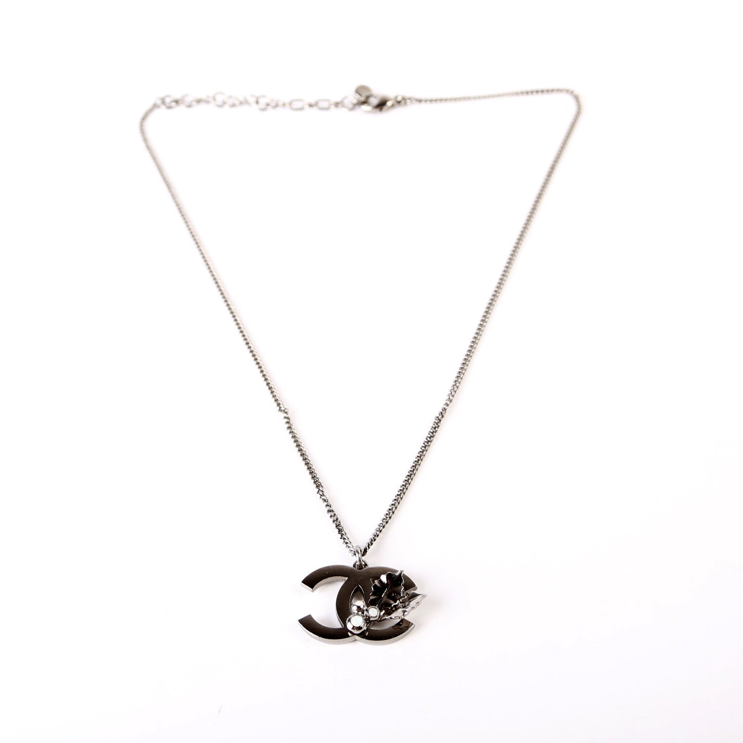 Chanel CC Holly Ruthenium Pendant Necklace